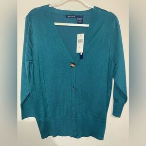 Architect Teal V-Neck Button Cardigan